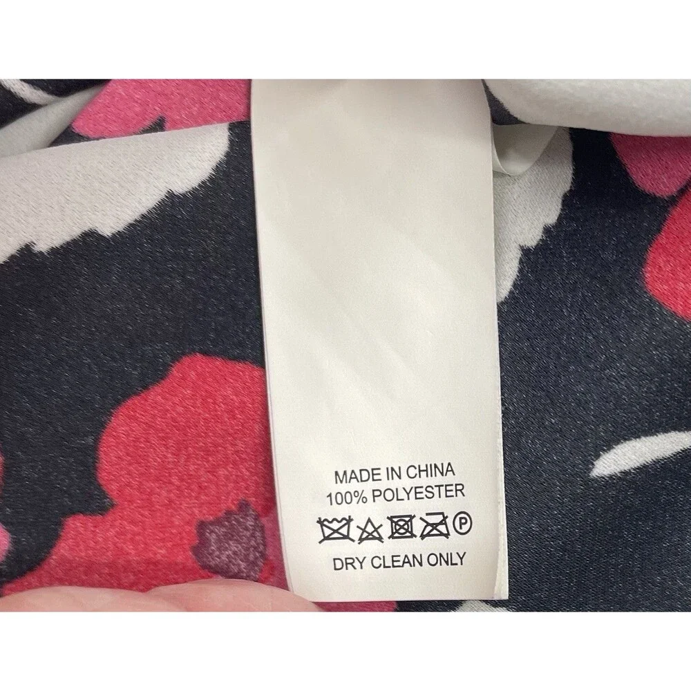 Kate Spade New York Live Colorfully Floral Ruffle Blouse Medium Black Pink Boho